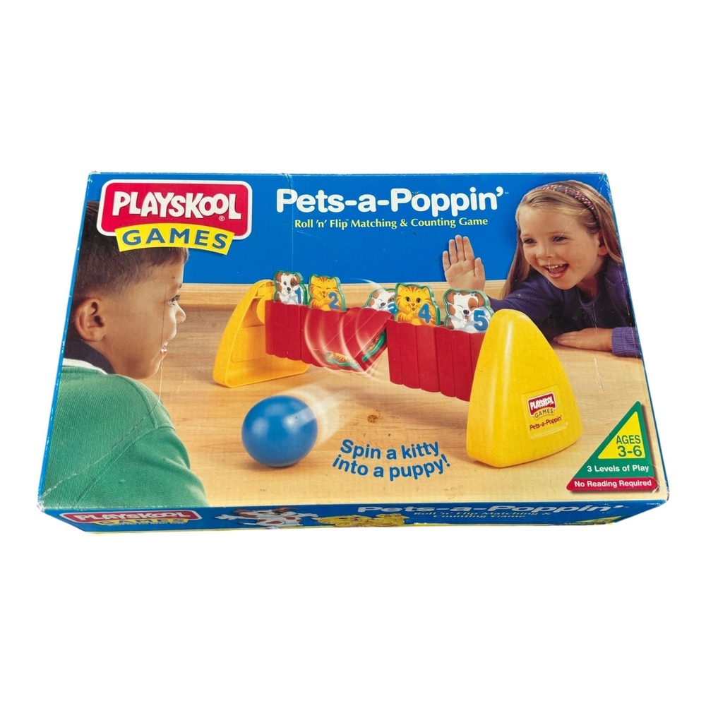 Vintage 1997 Playskool Pets a‎ Poppin Roll n Flip Matching Counting Game